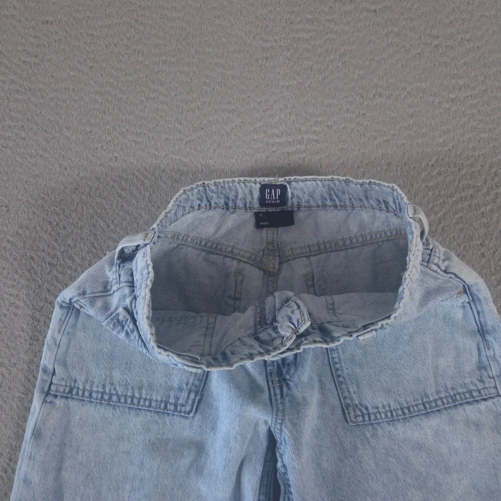 Gap Jeans Girls 16 Light Wash Baggy Wide Leg Utility Denim Patch Pockets Skater